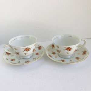 NORITAKE China 5153 DULCY Tea Cup and Saucer sets - 2 sets (4pcs) Made In Japan